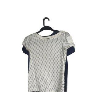 Ralph Lauren White and Black Polka Dot Cotton Short Sleeve Top Petite Small